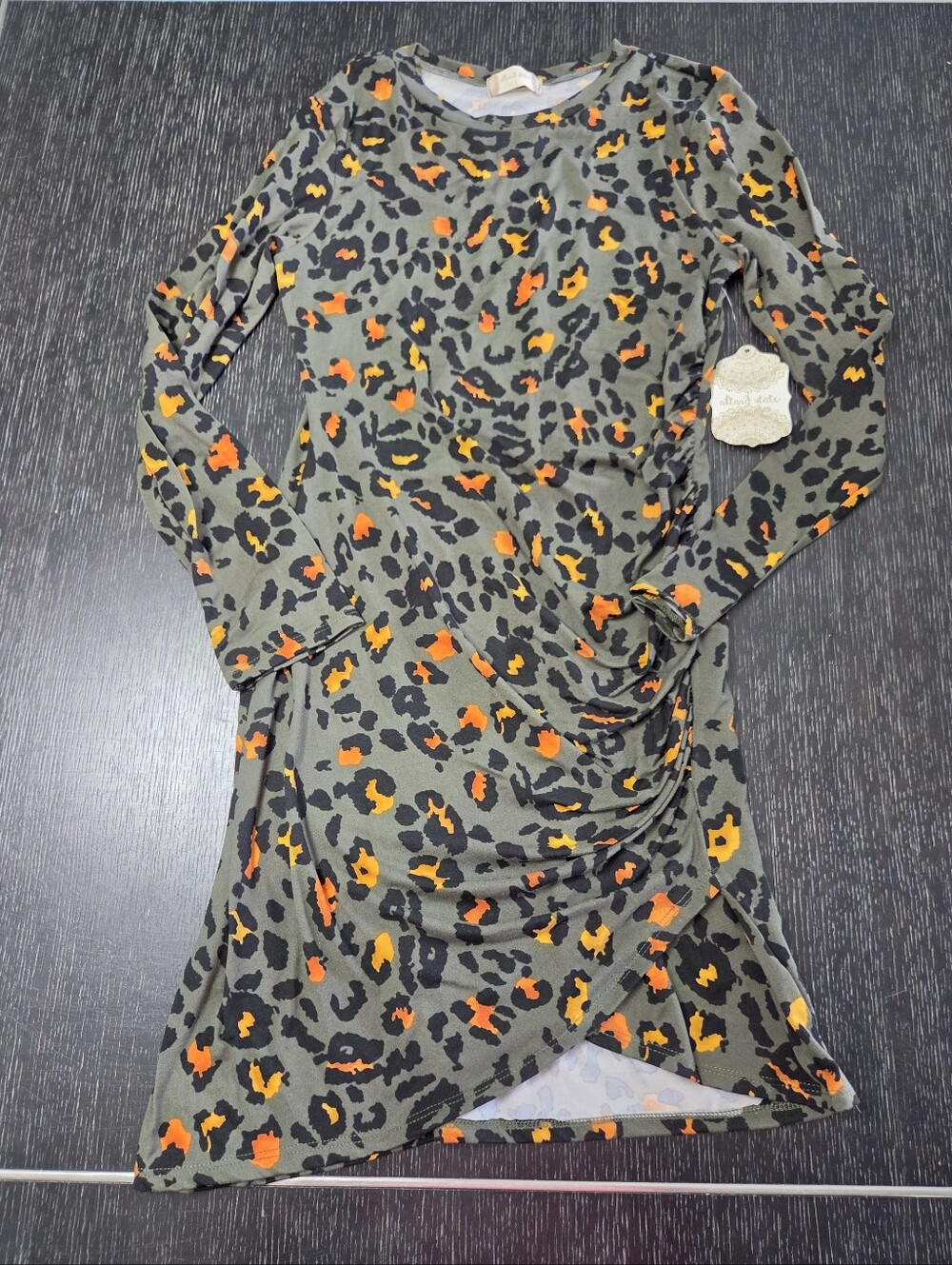 Altar'd State Olive Green Camo Dress with Black and Orange Accents NWT
